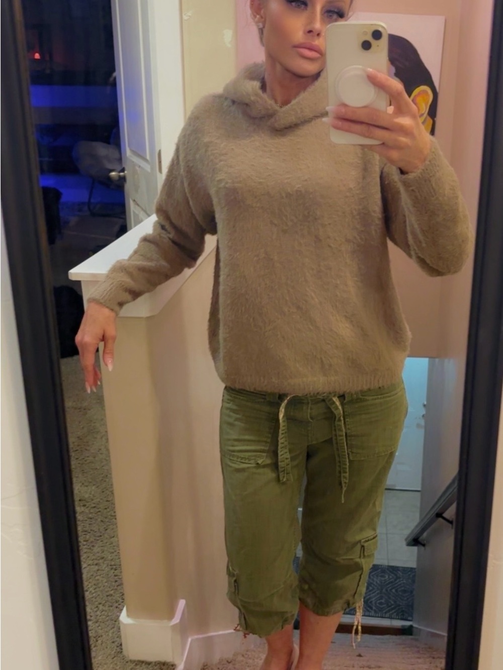 Philosophy Plush Cowl-Neck Sweater in Taupe
